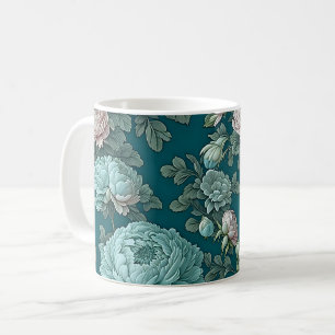 Mug Motif de Blue Peonies sur un Arrière - plan vert