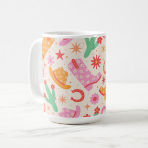 Mug Motif de bottes et de chapeaux de cowgirl groovy a