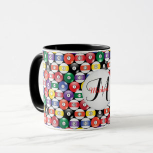 Mug Motif de boule de billards de monogramme