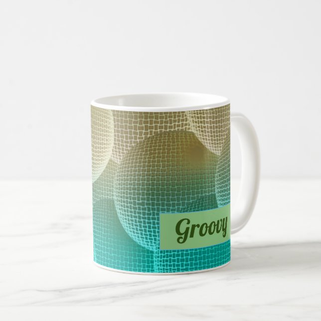 Mug Motif de boules disco vertes et jaunes amusantes (Devant droit)