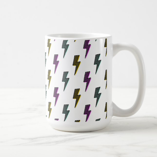 Mug Motif de boulon de foudre Neon vintage (Droite)