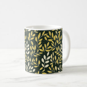 Mug Motif de branches feuillues jaunes et crème