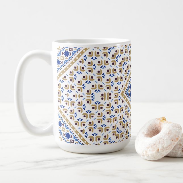 Mug Motif de broderie palestinienne impression design (Avec donut)