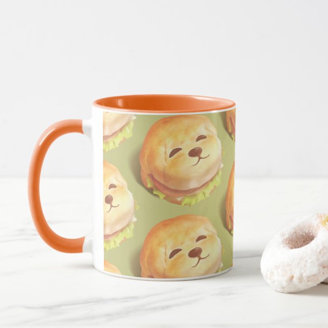Mug Motif de burger au visage de chien adorable (Avec donut)