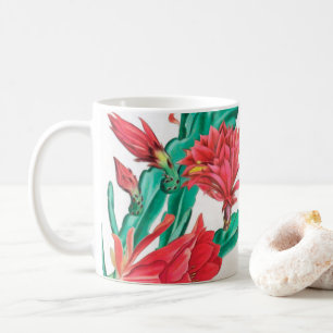 Mug Motif de cactus à fleurs rouges vertes