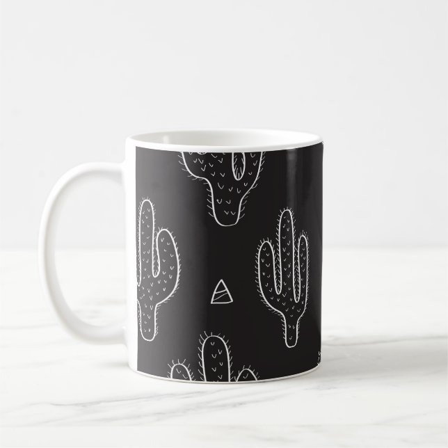 Mug Motif de cactus noir à main (Gauche)