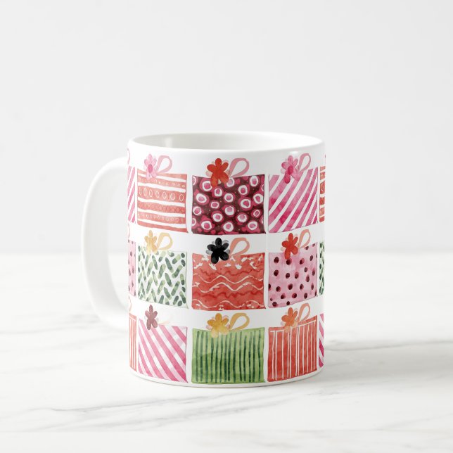 Mug Motif de cadeau de Noël coloré (Devant gauche)