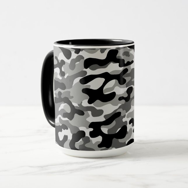 Mug Motif de camouflage urbain gris noir  (Devant gauche)