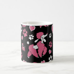 Mug Motif de caniche blanc rose sur fond noir