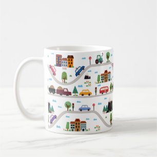 Mug Motif de caricature de voiture Cityscape
