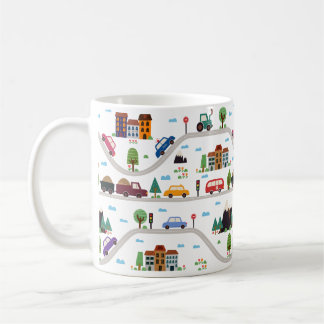 Mug Motif de caricature de voiture Cityscape