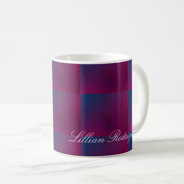 Mug Motif de carreaux gris rose et violet Ombre (Devant droit)