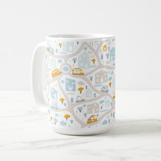 Mug Motif de carte de quartier de Cute Pastel (Devant gauche)
