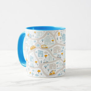 Mug Motif de carte de quartier de Cute Pastel