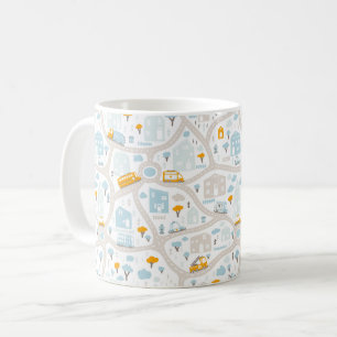 Mug Motif de carte de quartier de Cute Pastel