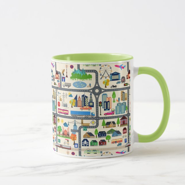 Mug Motif de carte de ville (Droite)