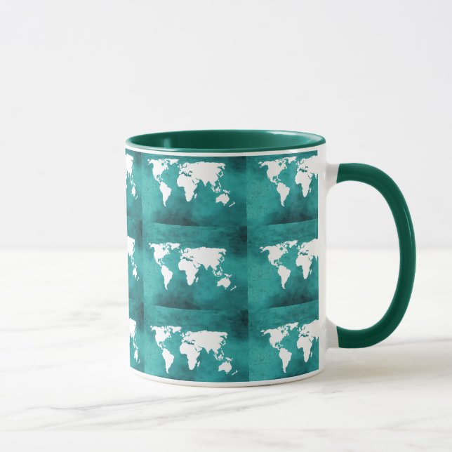 Mug motif de carte du monde turquoise (Droite)