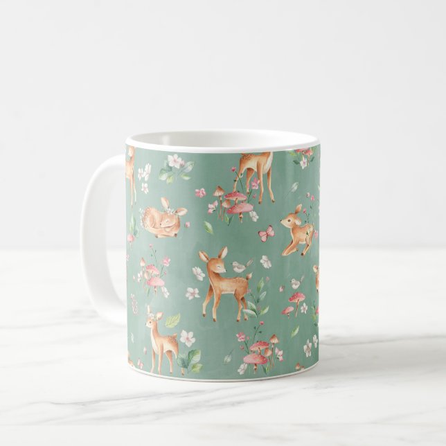 Mug Motif de cerfs à l'aquarelle (Devant gauche)