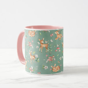 Mug Motif de cerfs à l'aquarelle