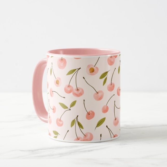 Mug Motif de cerise aquarelle (Devant gauche)