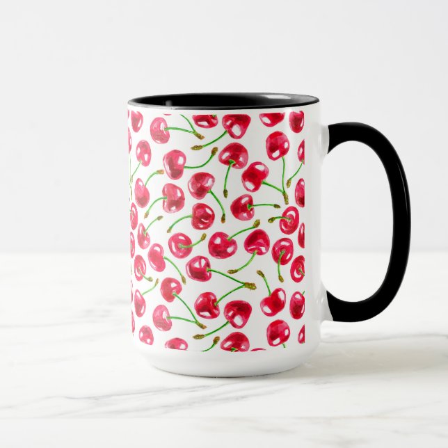 Mug Motif de cerises d'aquarelle (Droite)