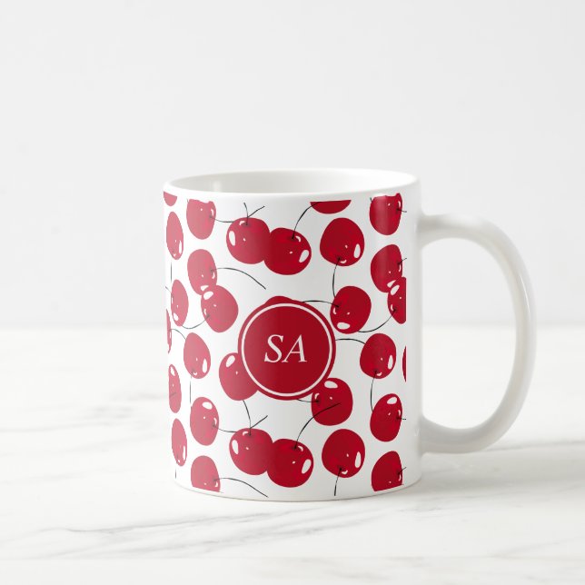 Mug Motif de cerisier rouge frais personnalisé (Droite)