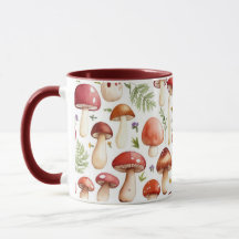 Motif de champignons aquarelle