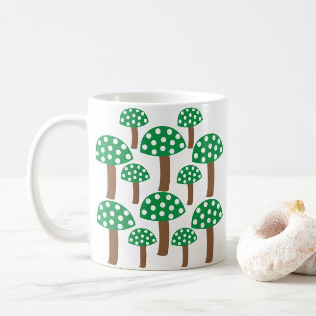 Mug Motif de champignons verts (Avec donut)