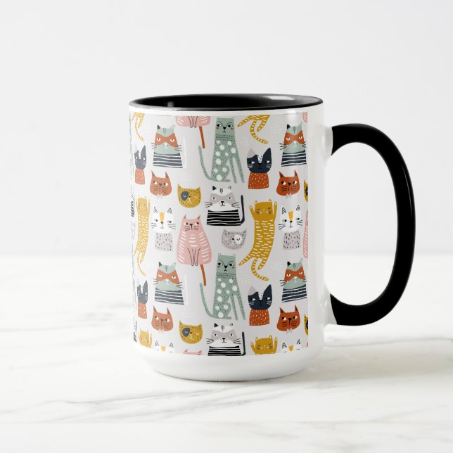Mug Motif de chat à main mignon Doodle (Droite)