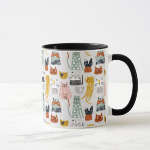 Mug Motif de chat à main mignon Doodle