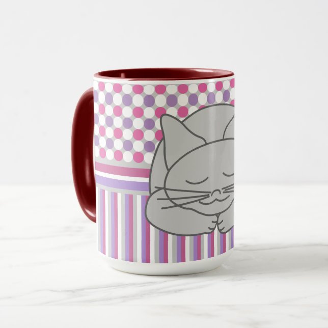 Mug Motif de chat gris dormant (Devant gauche)
