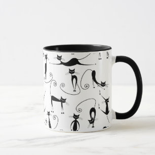 Mug Motif de chat noir élancé fantaisiste