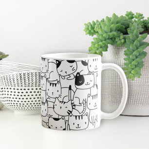Mug Motif de chat noir et blanc mou