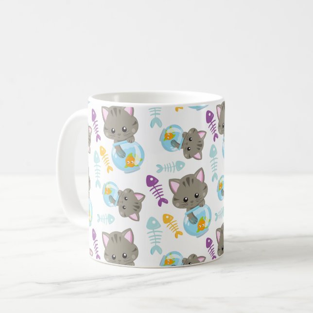 Mug Motif De Chats, Chats Mignons, Chatons, Poisson (Devant gauche)