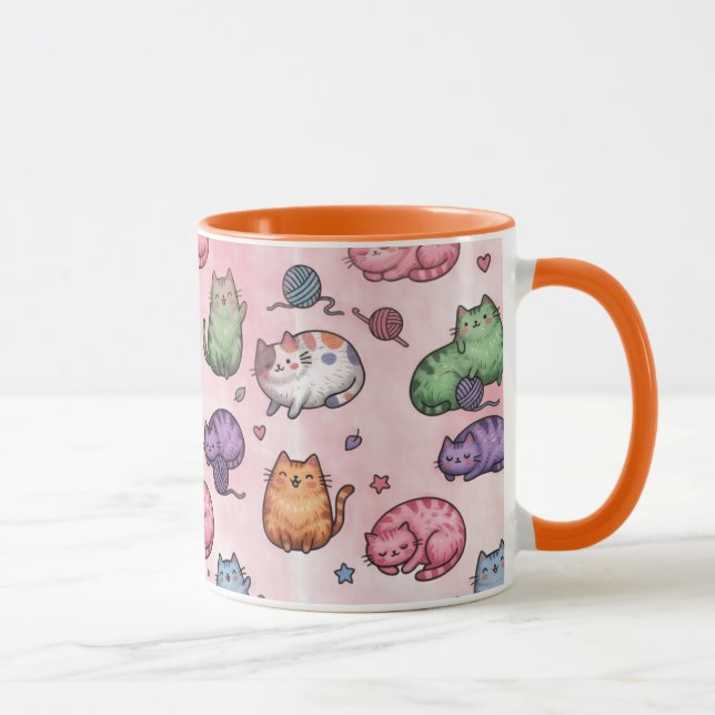 Mug Motif de chats dodus kawaii colorés (Droite)