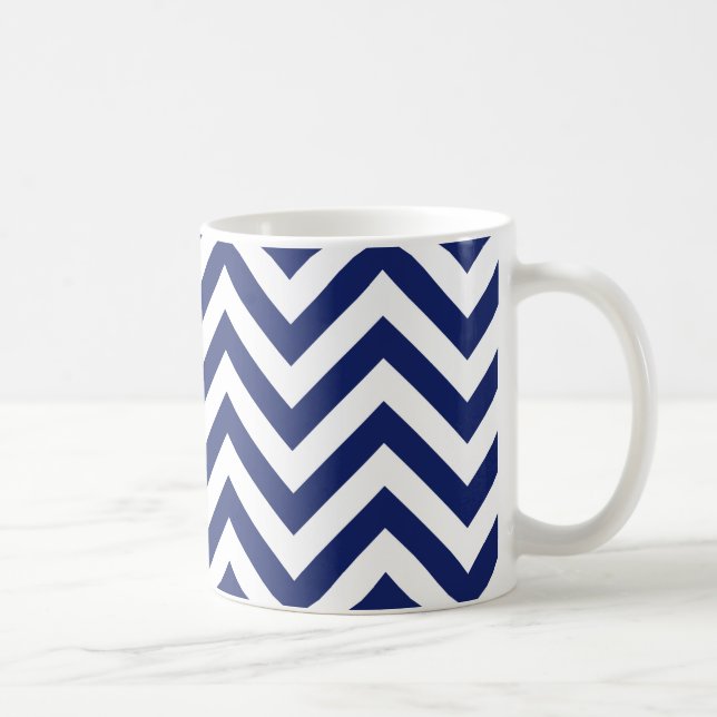 Mug Motif de Chevron de rayures de zigzag de bleu (Droite)