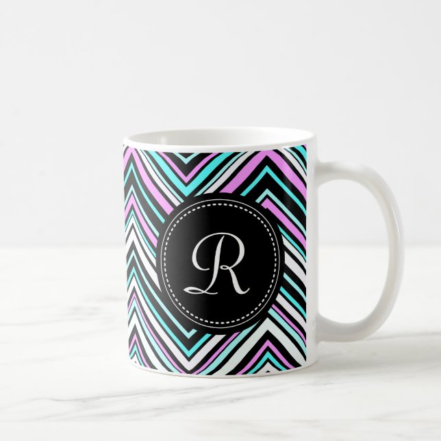 Mug Motif de Chevron de tribu féminine monogramme (Droite)