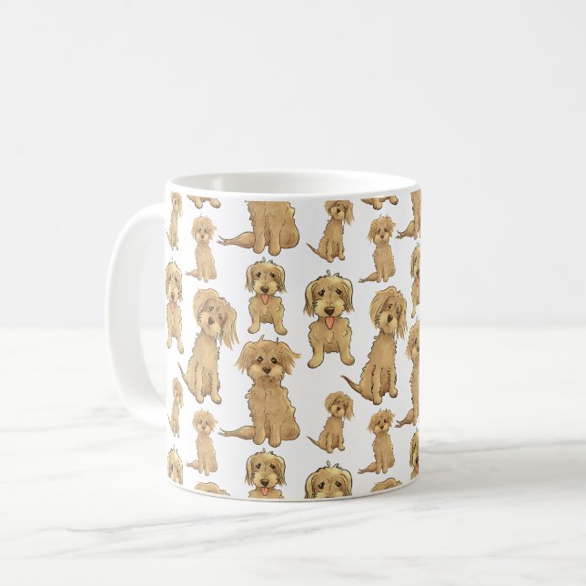 Mug Motif de chien Brown labradoodle doré endoodle mig (Devant gauche)