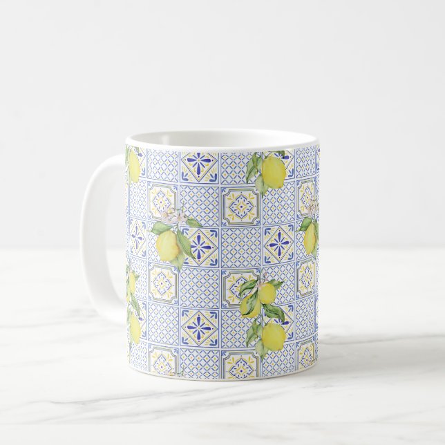 Mug Motif de citron agrumes méditerranéen (Devant gauche)