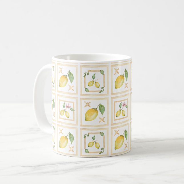 Mug Motif de citron agrumes méditerranéen (Devant gauche)