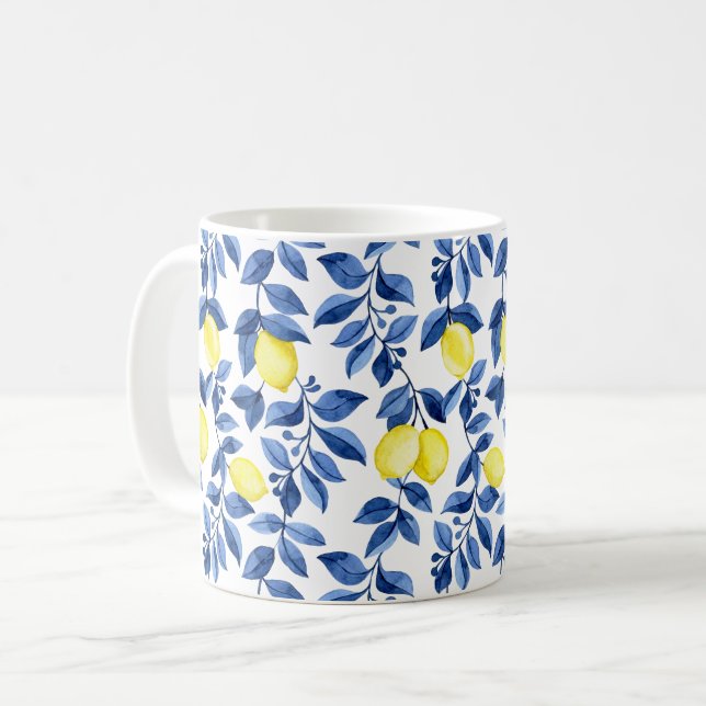 Mug Motif de citron agrumes méditerranéen (Devant gauche)