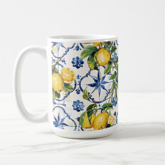 Mug Motif de citron et carreaux de la côte d'Amalfi (Gauche)