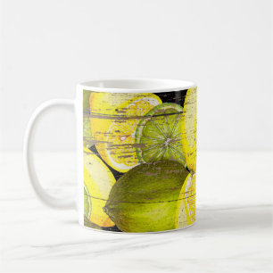 Mug Motif de citron frais tiré à la main sur la textur