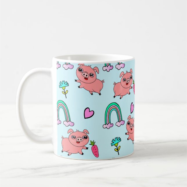 Mug Motif de cochons et d'arcs-en-ciel mignons et exce (Gauche)