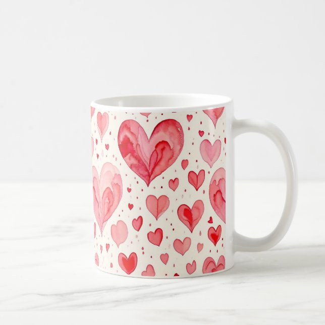 Mug Motif de cœur à l'aquarelle  (Droite)