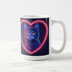 Mug Motif de cœur de chat au néon – Amour de chaton mi