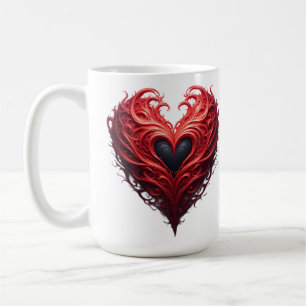 Mug Motif de cœur floral rouge avec des fleurs épanoui