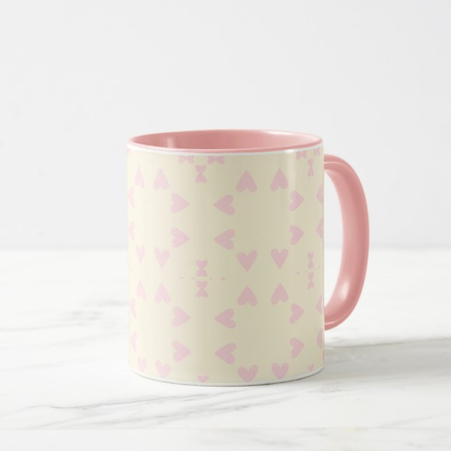 Mug Motif de cœur rose doux – Sans couture esthétique  (Devant droit)
