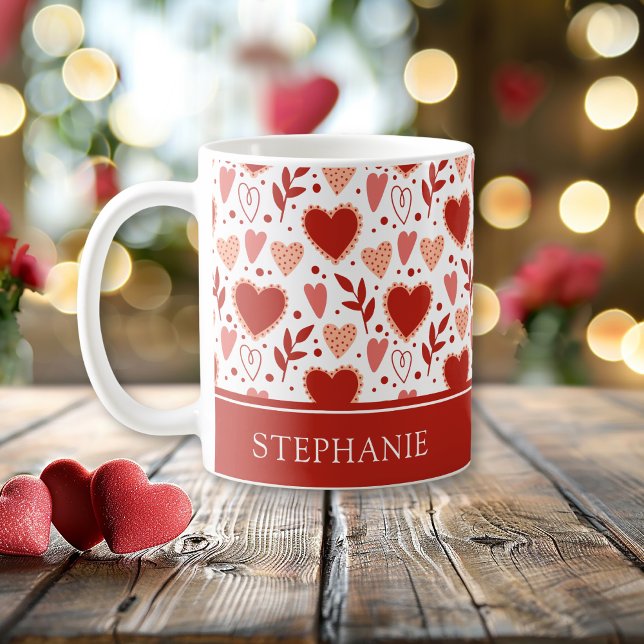 Mug Motif de coeur Valentine personnalisé (Personalized Valentine Heart Pattern Coffee Mug)
