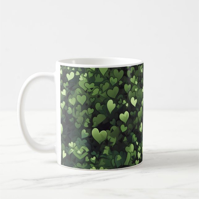 Mug Motif de coeur vert foncé (Gauche)